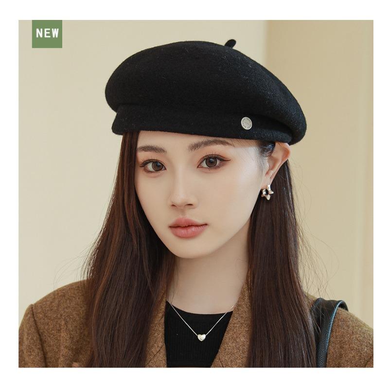 Легкий роскошный шерстяной берет для детей, демонстрирующий их лицо осенью зимой, маленькая модная шляпа художника, ретро-шляпа-бутон