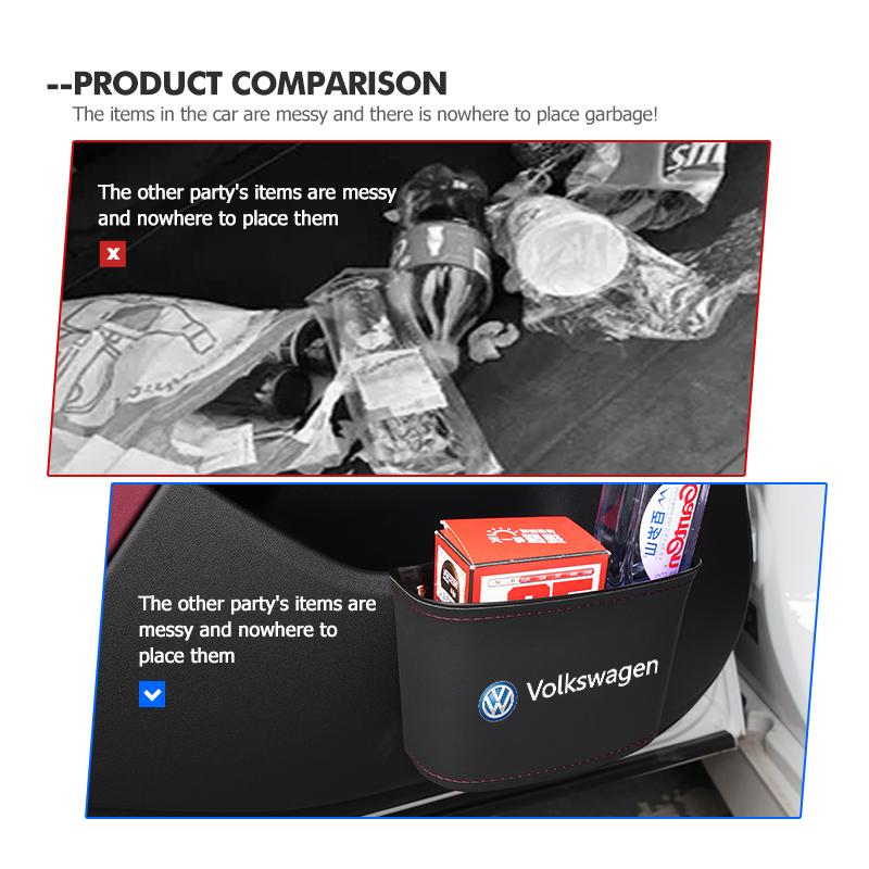 W164Leather Car Door Storage Box Phone Pocket Hanging Organizer For Volkswagen Golf 4 5 6 Tiguan Polo Scirocco Jetta CC