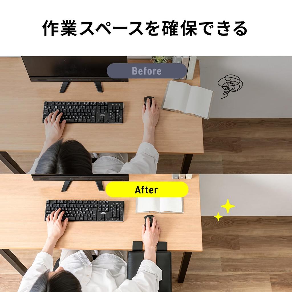 SANWA DIRECT Крепление подлокотника Модернизация Искусственная кожа Ширина 23см х Глубина 24см Складной Столик для мыши Настольная накладка Упор для локтя 200-TOK024BK