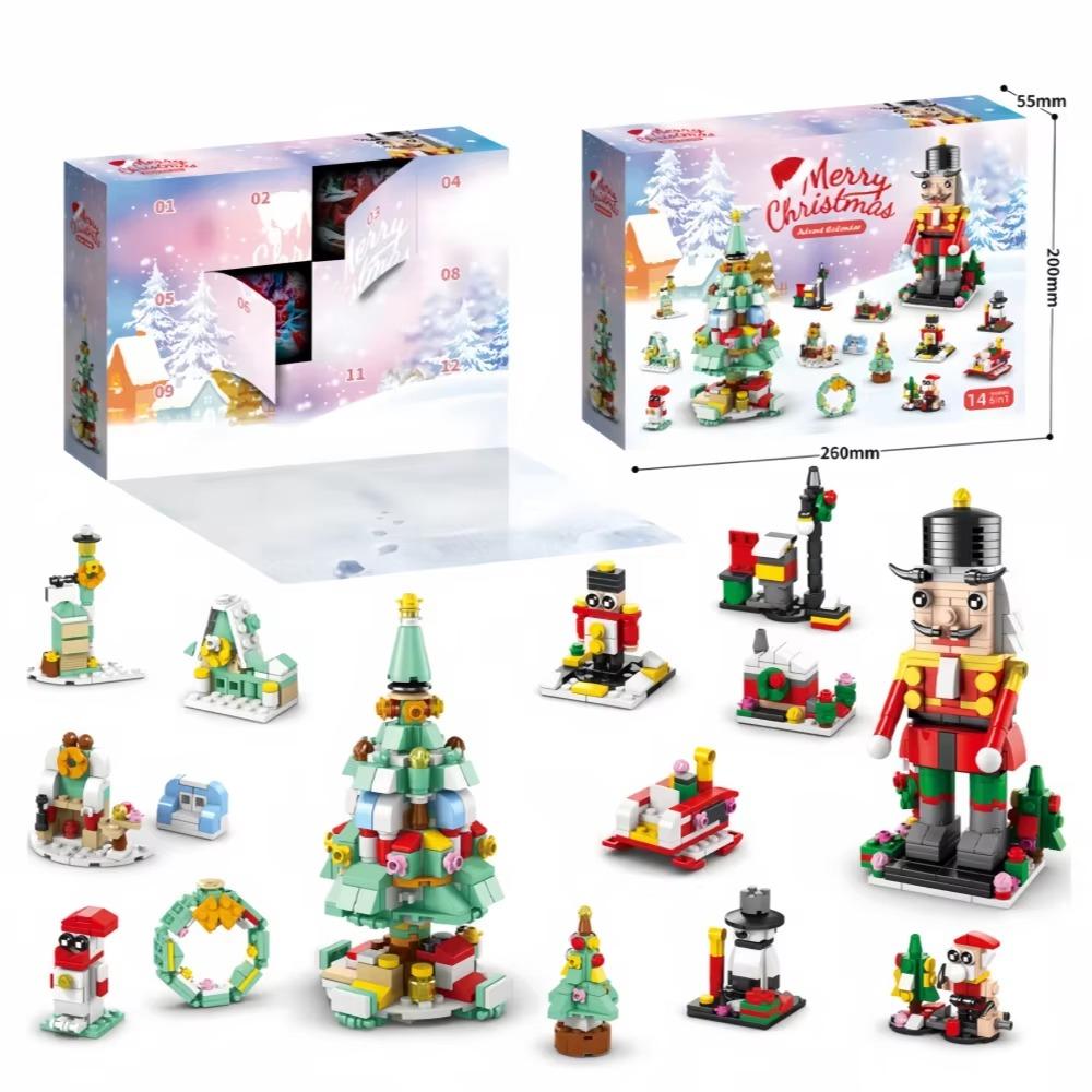 Knew Built Christmas Building Blocks Toys - Веселая игра в коробку с закрытыми дверцами Санта, Рождественская елка, Поезд, Олени - Идеальный подарок для детей