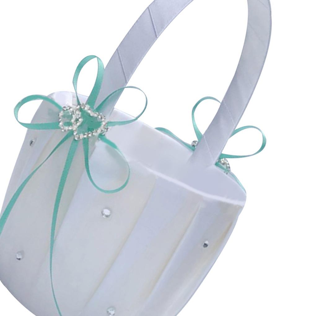 Colorful Bowknot Burlap Satin Wedding Ceremony Party Rose Flower Girls Basket