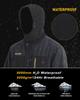 Demi-season Long Jacket Men's Hooded Windproof Water Resistant Rain Jacket Windbreaker 5 Pockets for Hiking,Fishing,Travel