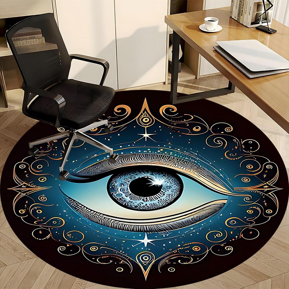 1pc Eye Ornament Chair Carpet for Office - Indoor Non-Slip Washable Polyester Fiber Carpet, Soft Comfortable Mat For Office yy250928048