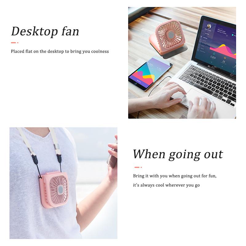 Xiaomi Ручной Маленький Вентилятор, Мини Складной Вентилятор для Улицы, Портативный Вентилятор с USB-зарядкой на Шею, Настольный Маленький Вентилятор