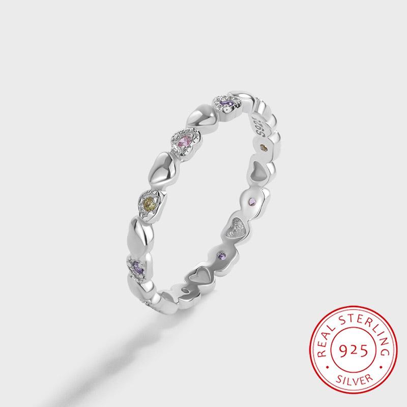 2022 NEW Classic Topaz Amethyst Heart Shape Couple Ring For Womens Loves Original Sterling Silver Engagement Bridal Gift Jewelry