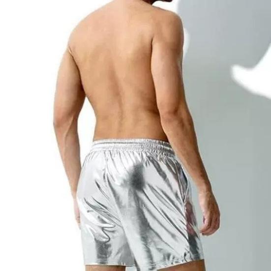 Men Shorts Elastic Drawstring Waist Casual Shorts with Pockets Solid Color Bright Color Loose Fit Shorts