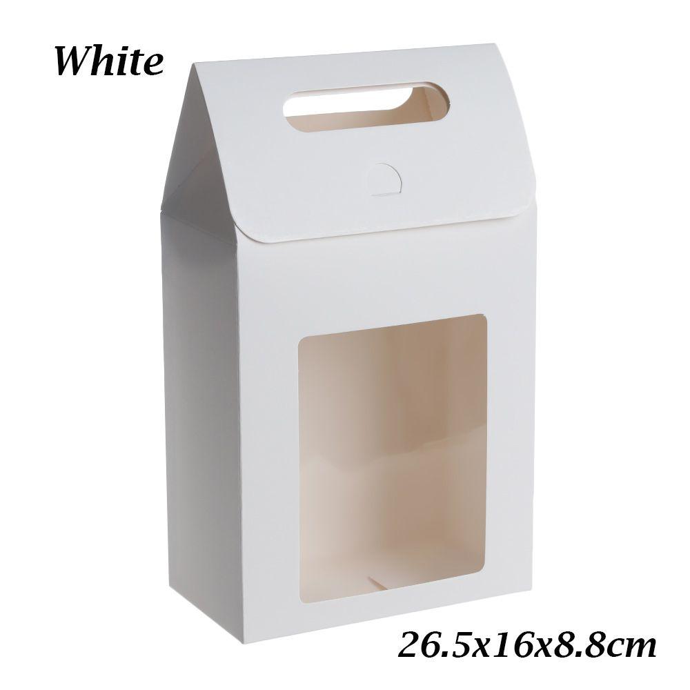 6Pcs Hot Kraft Paper Kids Gift Paper Gift Package Clear PVC Window Candy Wrapping Bag Present Case