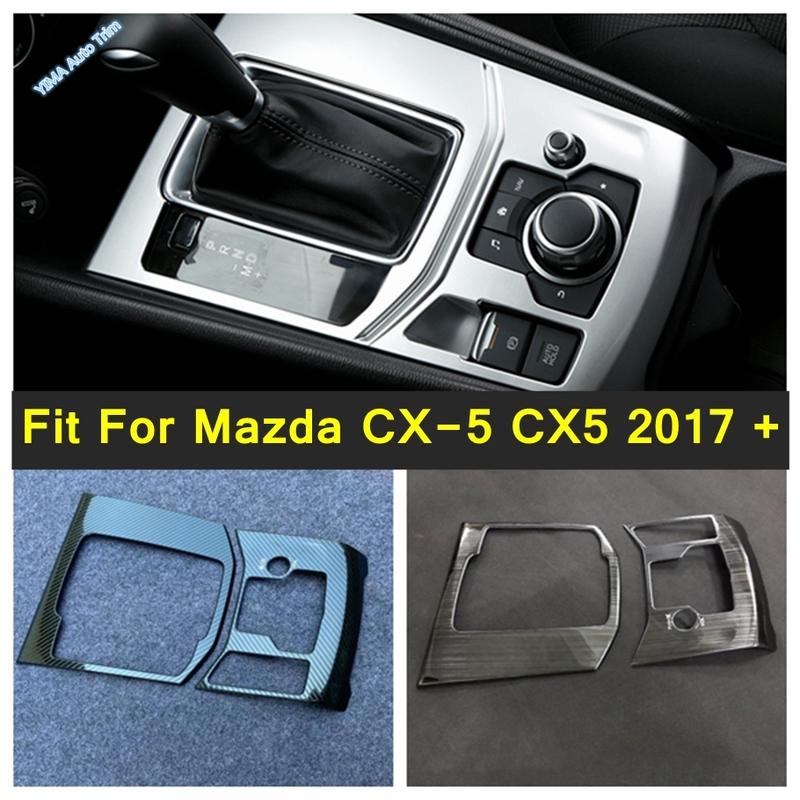 Center Control Stalls Gear Shift / Water Cup Holder Cover Trim For Mazda CX-5 CX5 2017 - 2024 ABS Matte / Carbon Fiber Interior