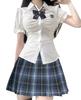 Униформа старшеклассницы JK Косплей-униформа Комплект Рубашка Лента Юбка Матросская форма Школьная форма Девушка Клетчатый узор Костюм для культурного фестиваля Вечеринка