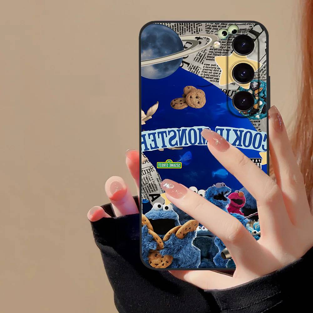 Cookies Monster Phone Case For Samsung Galaxy S24/S25/S22/S30/Note20/Lite/Ultra/5G/Plus/FE Soft Black