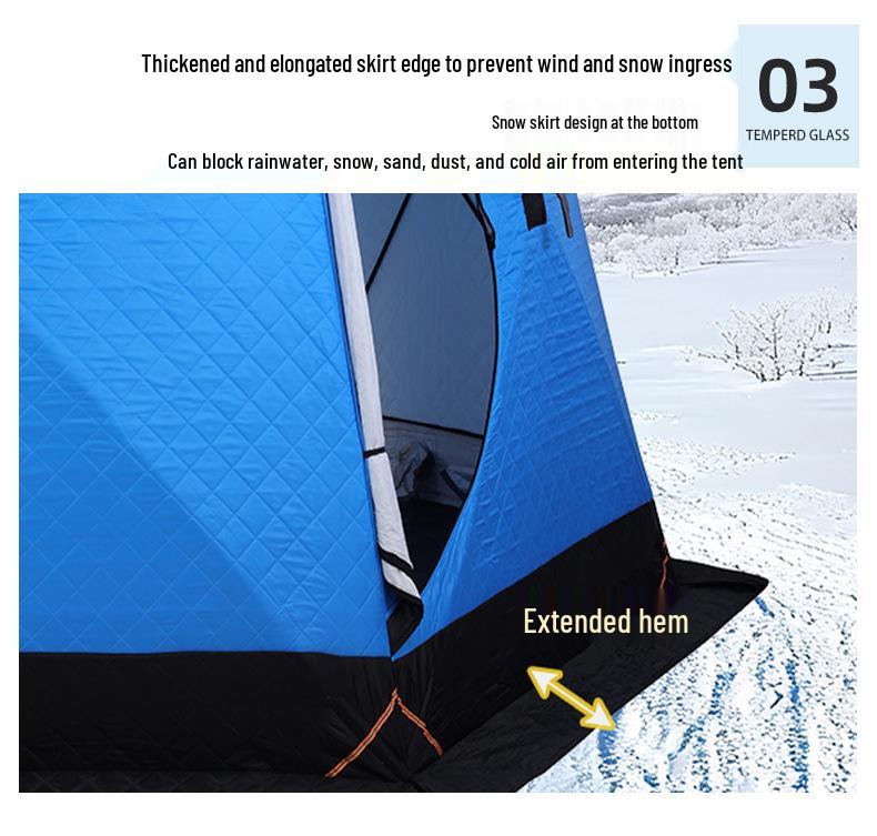 Шестигранная теплая зимняя палатка для подледной рыбалки с улучшенной ветрозащитой и хлопковой изоляцией