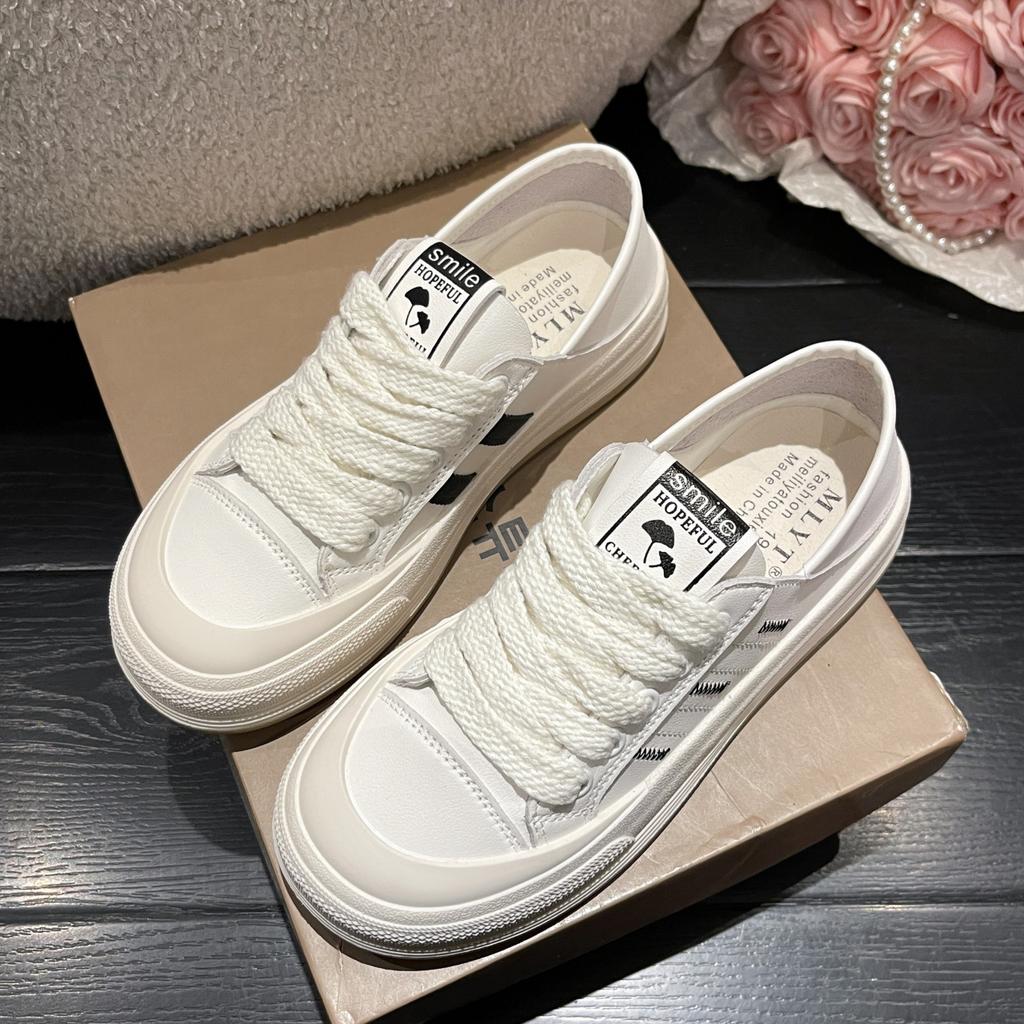 Маленькие белые туфли, женские, весенние, новые, на шнуровке, с плоской подошвой, универсальные, повседневные, спортивные, для скейтбординга