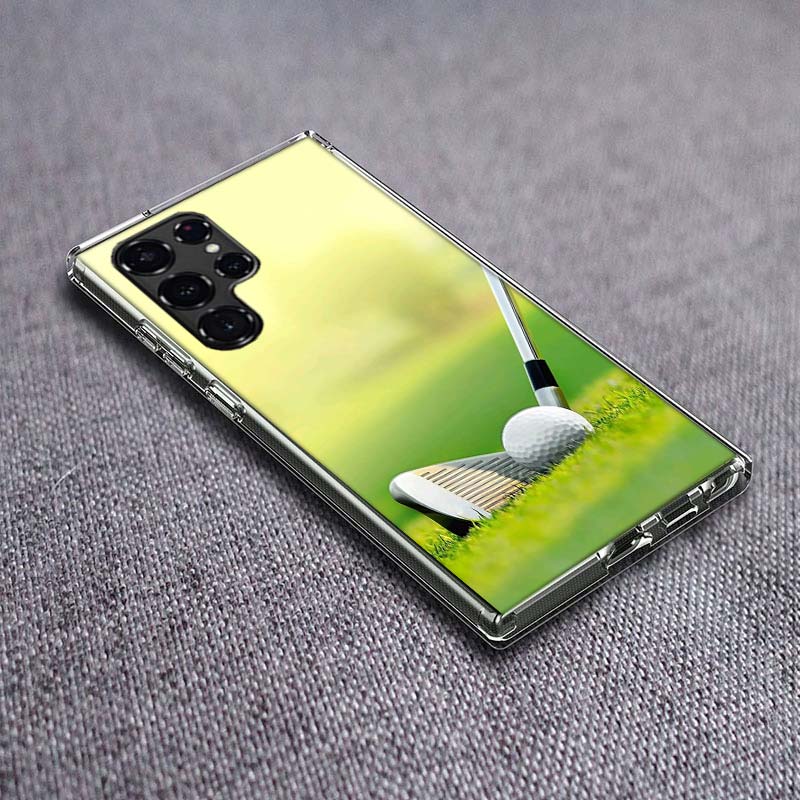 Golf Clubs and Splashing Balls Phone Case For Samsung Galaxy S24 S23 S21 S20 FE S22 S26 Ultra S25 Edge S10 Plus Cover Clear TPU