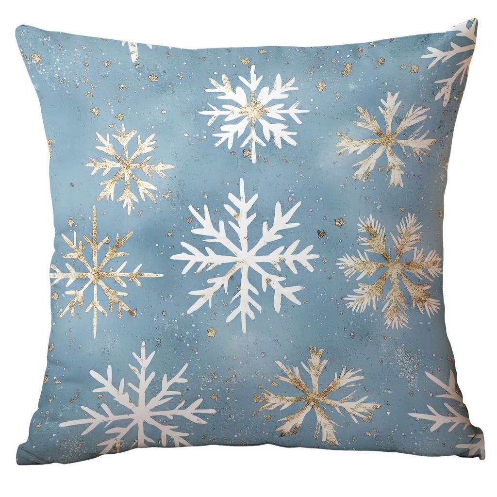 Новая Рождественская наволочка Домашнее Рождественское украшение Подушка Синие елочные шары Сосна Снежная сцена