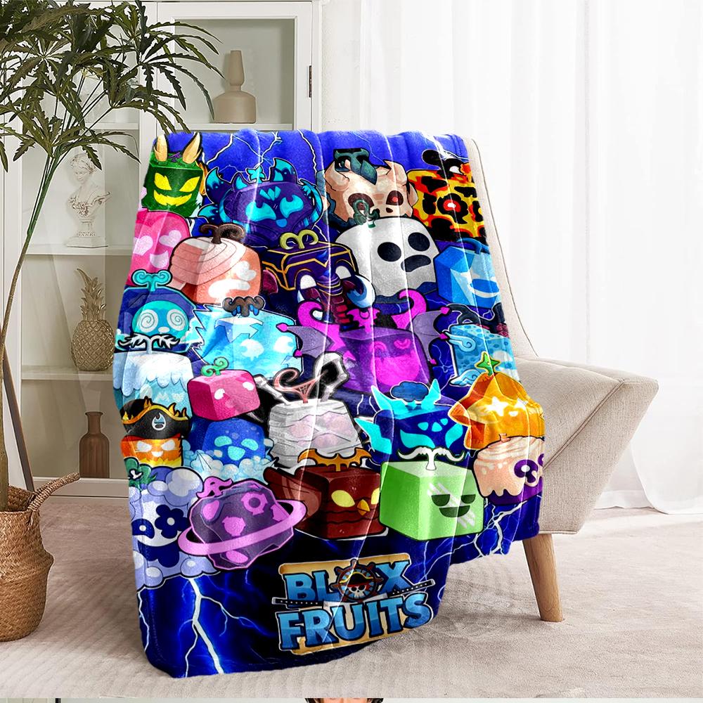 Blox Fruits Theme Printed Blanket - Perfect for Couch, Bed, Travel & Outdoor Use | Machine Washable, Cozy & Durable.