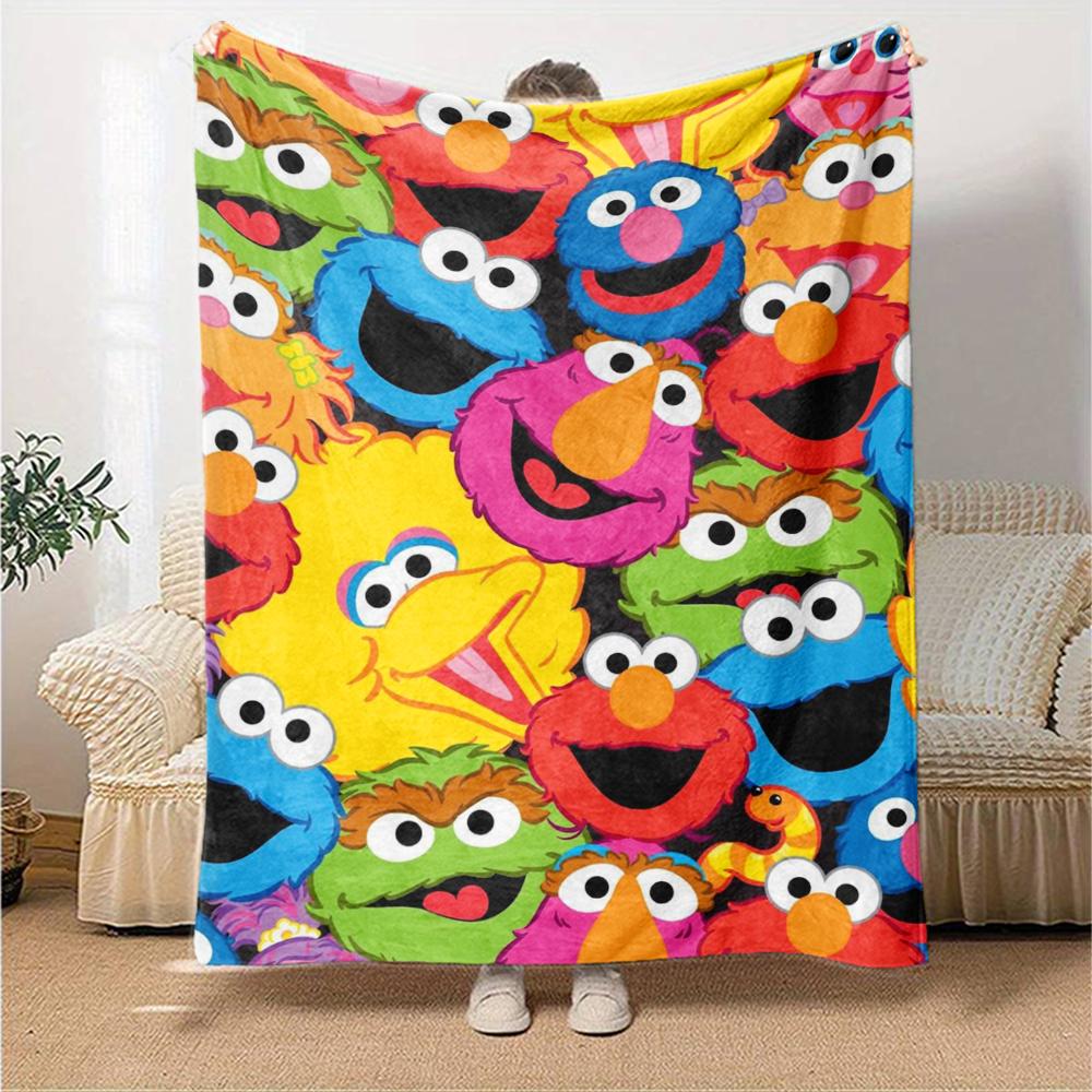 Sesame Street Theme Printed Blanket - Perfect for Couch, Bed, Travel & Outdoor Use | Machine Washable, Cozy & Durable.