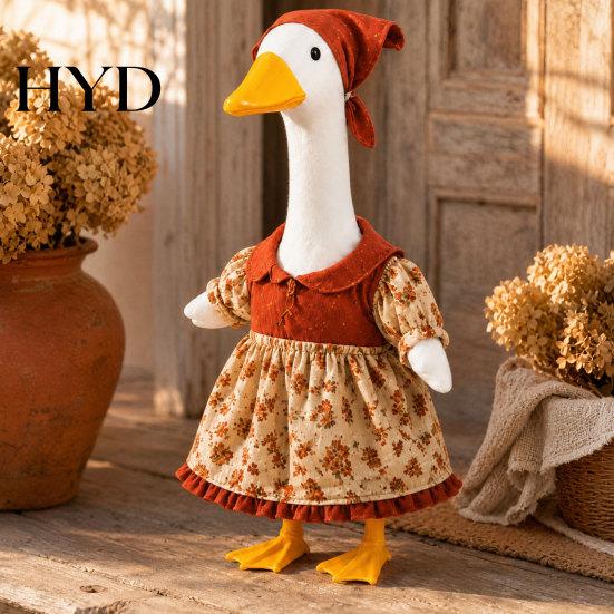 23-inch Goose Costume Thanksgiving Porch Outfit, Autumn Dress with Head Scarf Holiday Outfit Set for 23 Inch Statue, Outdoor Garden Yard