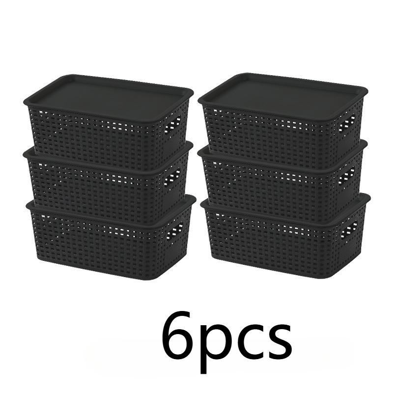 6pcs Stackable Plastic Storage Bins with Lids - Durable Organizer Baskets for Home - Multi-Purpose Shelf Bins,Home Organization