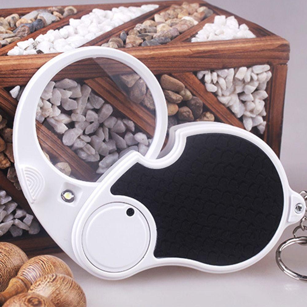 Durable Glass Loupe HD Handheld Magnifying Glass Lens Folding Magnifiers 5X Key Chain Magnifiers