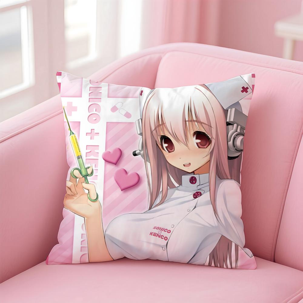 SSuper Sonico Cushion Cover Pillow Case Soft Friendly Fabric Concealed Zipper