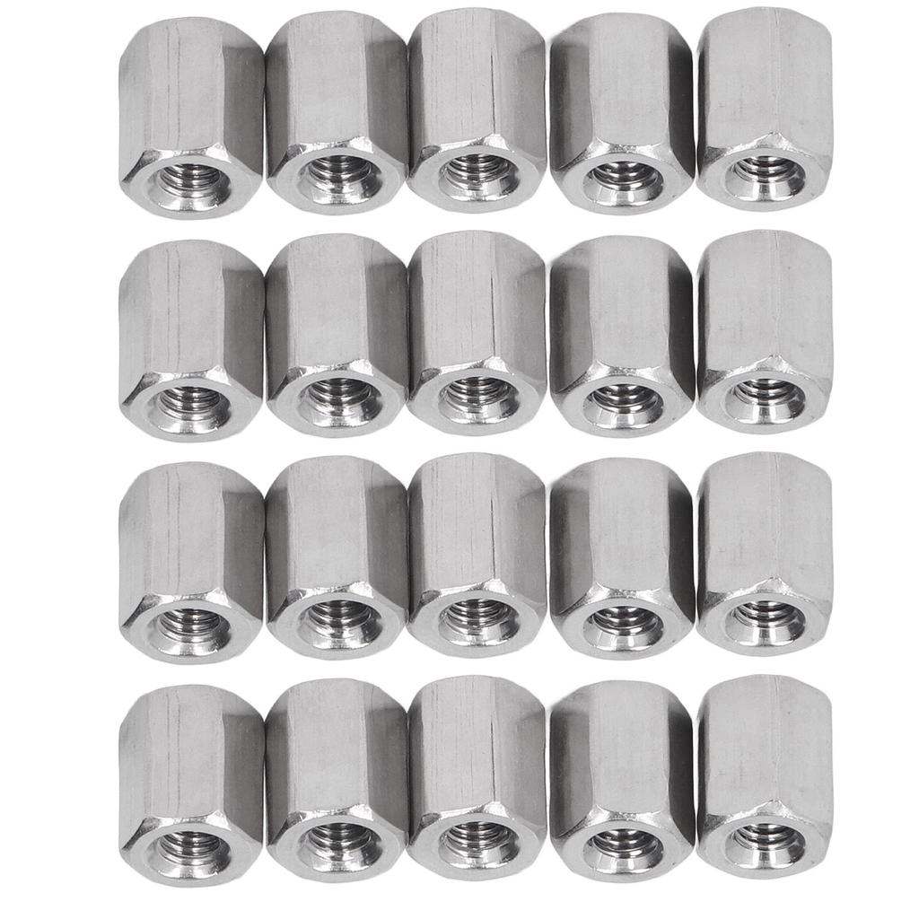 20PCS Hex Coupling Nut Stainless Steel Rustproof M4 X 0.7 8 L10mm 6 Sides Connector Nuts for Installation