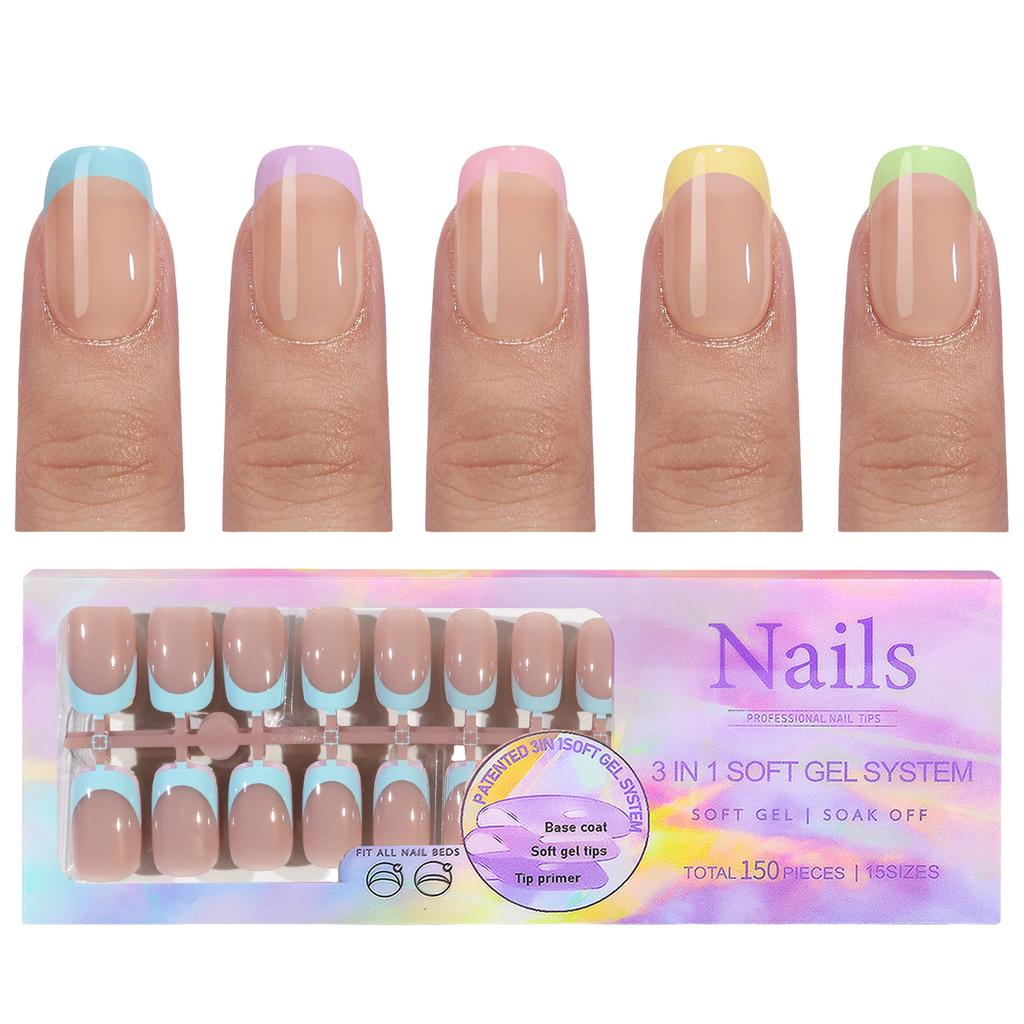 Накладные ногти с французским типом Съемные накладные ногти Накладные ногти с полным покрытием Искусственные накладные ногти Маникюрные принадлежности