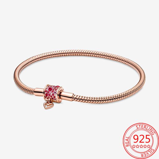 Подлинный браслет Classic Moment из стерлингового серебра S925 пробы со сверкающей круглой застежкой в форме сердца и звездой Pav éBracelet для девушки, ювелирное украшение в подарок