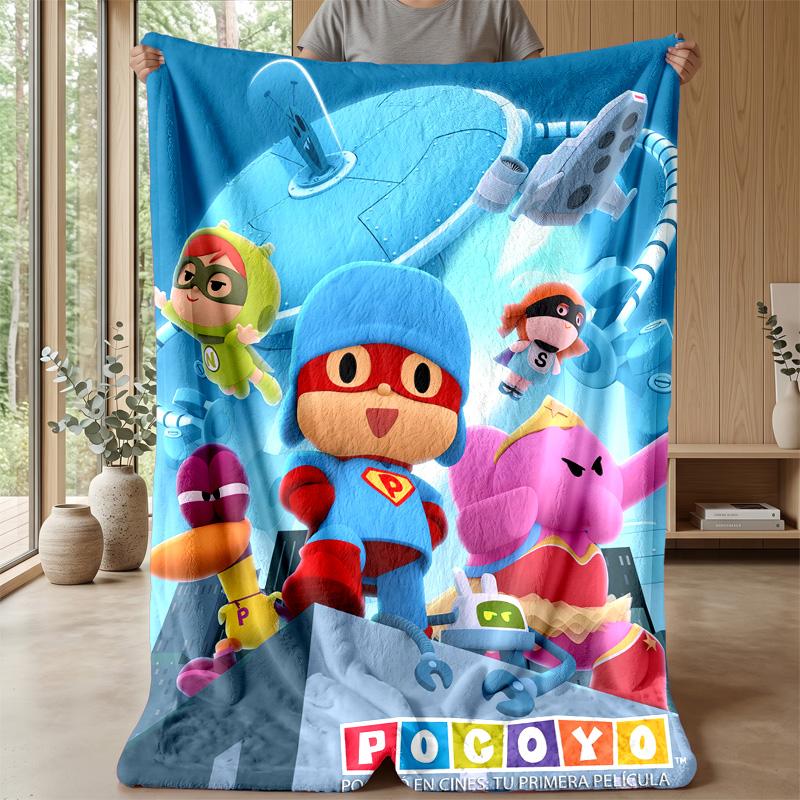 Pocoyó cartoon Cozy Flannel Blanket, Comfortable Warm Throw Blanket for Bedroom Sofa Home Use