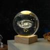 3D Solar System Crystal Ball Night Light with Wooden Base - Luminous Desktop Home Decor & Birthday Gift