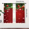 Festive Christmas Ball Conifer Red Curtains Semi-Blackout and Heat Insulation for Bedroom Living Room Door Decor Machine Wash