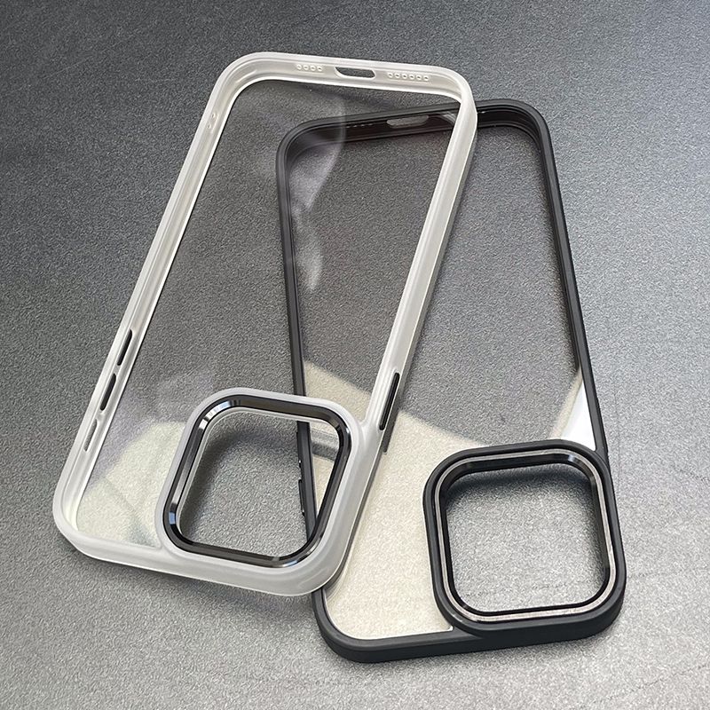 Simple Transparent Phone Case for Apple iPhone 16 promax-Acrylic Soft Silicone Frame Metal Lens Shockproof Cover On iPhone16/15/14/13/12/11/Plus/Pro/