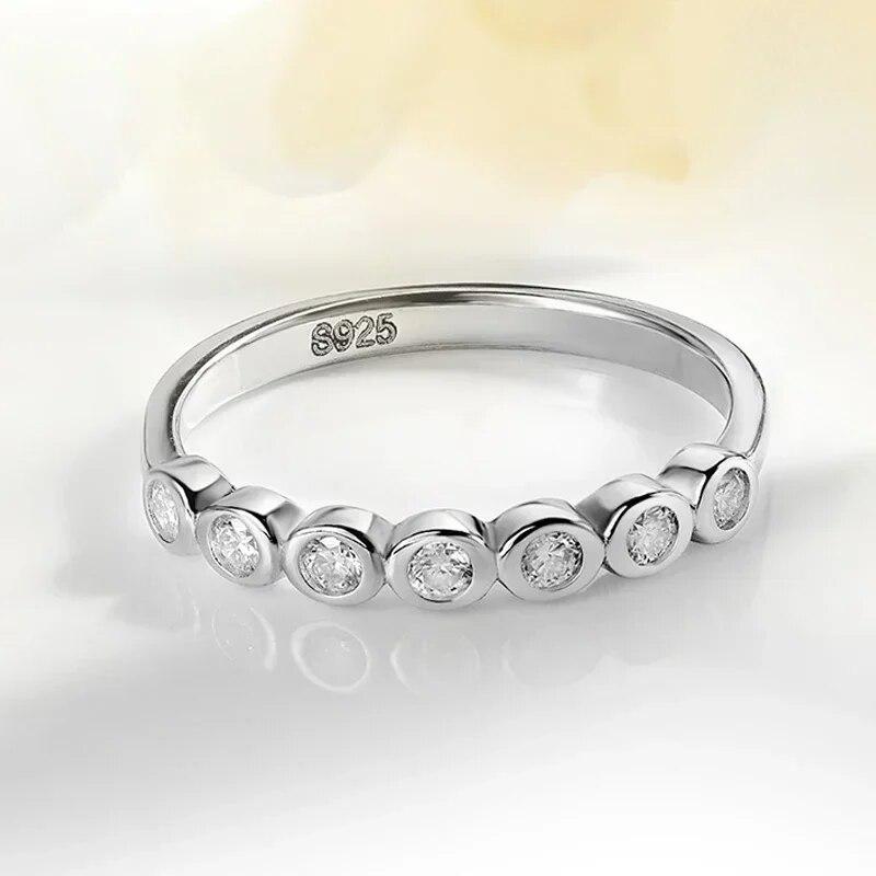 Женские обручальные кольца с муассанитом 1,8/3 мм, 5/7 камней, пузырей, классические ювелирные изделия, стерлинговое серебро S925, 18-каратное золото