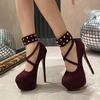 New Design Rivet Platform Women Pumps Street Style Round Toe Stiletto High Heels Stripper Party Ladies Shoes Zapatos De Mujer