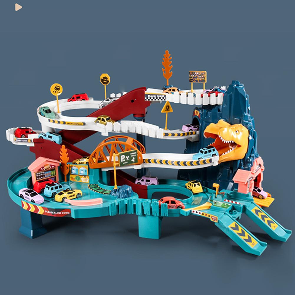 Набор Парковка для Транспорта Игрушечный Транспорт Притворная Игра Машина С Дорогой и Звуковым и Световым Эффектом Детская Головоломка Игривая Игрушка для Детей 4-6 Лет