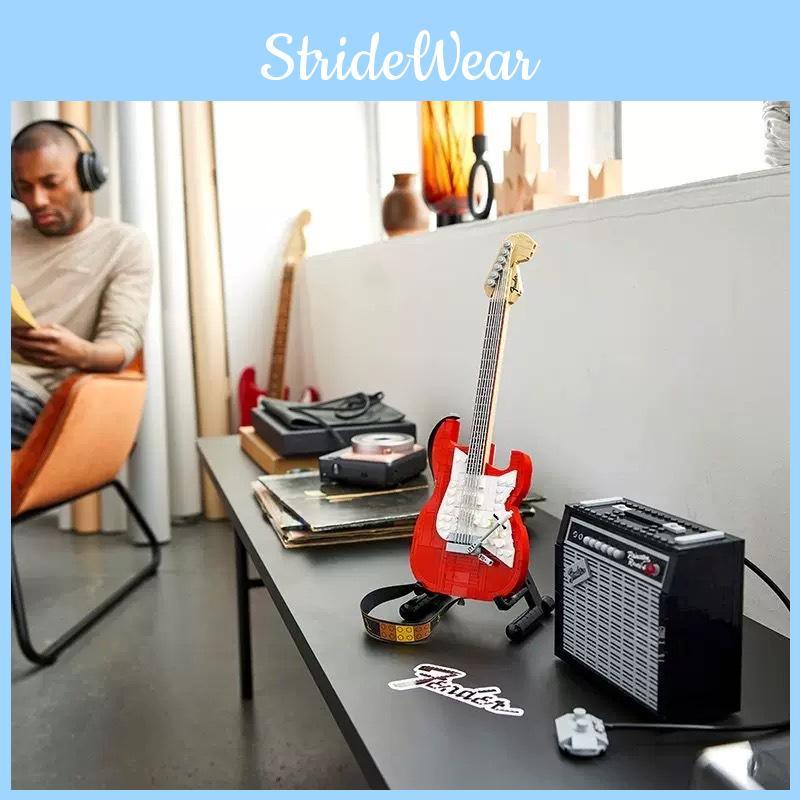 Имитация электрогитары Fender Stratocaster, набор строительных блоков, модель, детская игрушка для творческой игры «сделай сам»