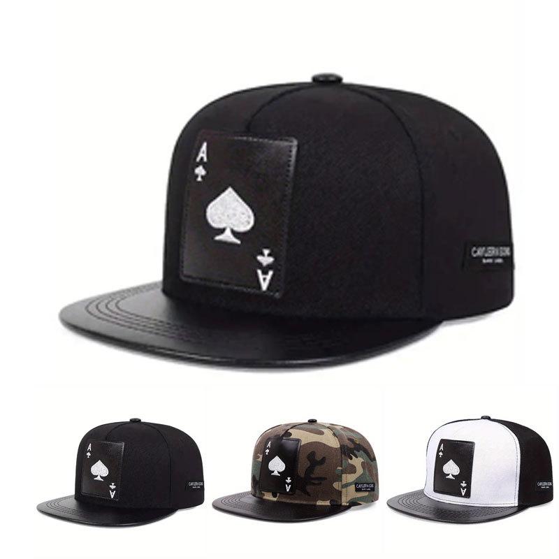 1pc Pu Leather Playing Card Baseball Caps for Women Men,Outdoor Adjustable Casual Heart K Embroidery Hip-hop Caps Sunscreen Hat