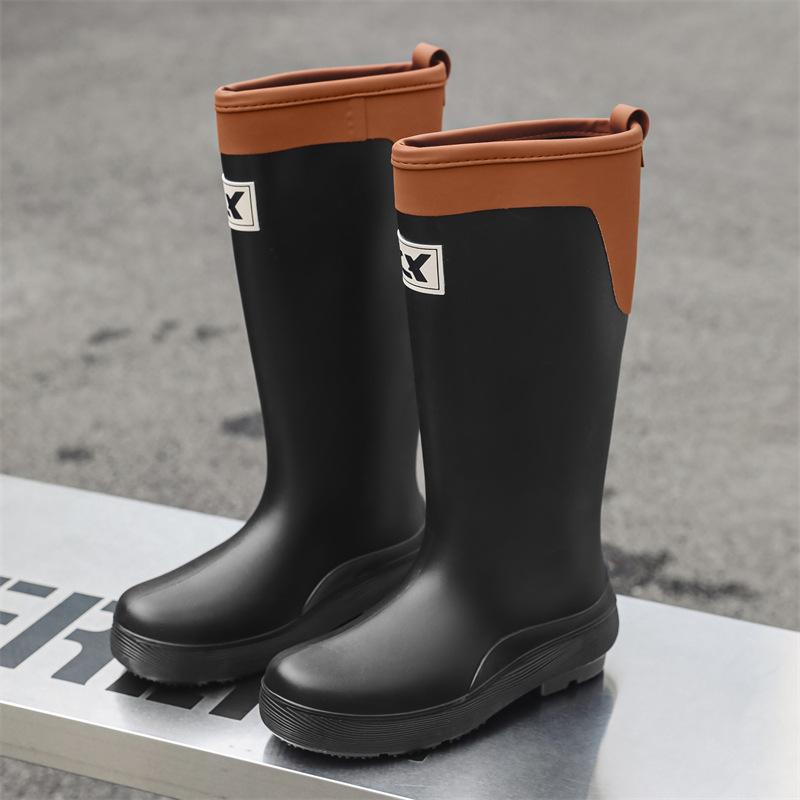 Высокие резиновые сапоги, модные женские резиновые сапоги, водонепроницаемая обувь на толстой подошве, резиновая обувь, осень-зима, теплые, нескользящие