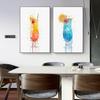Мода искусство фруктовый коктейль стакан холодный напиток постер бокал бар настенное искусство холст картина гостиная украшение дома фреска без рамки