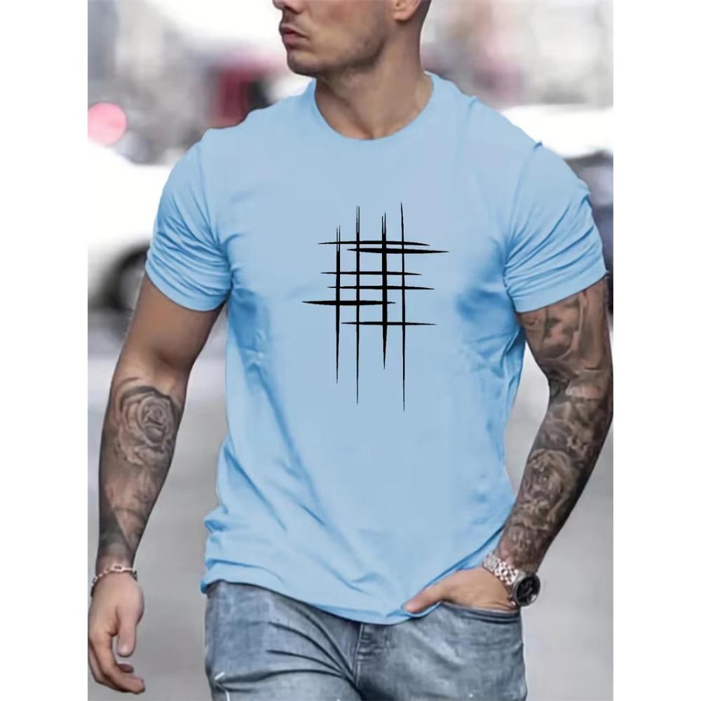 Simple Line Graphic T Shirts For Men Summer Fashion Short Sleeve O Neck 3D Printed T-shirts Loose Casual Breathable Tees Tops