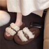 Женская обувь фея ветер толстая подошва волосатые шлепанцы женская одежда ins трендовый маленький ароматный ветер 2025 новый французский осень и зима шлепанцы на одной подошве
