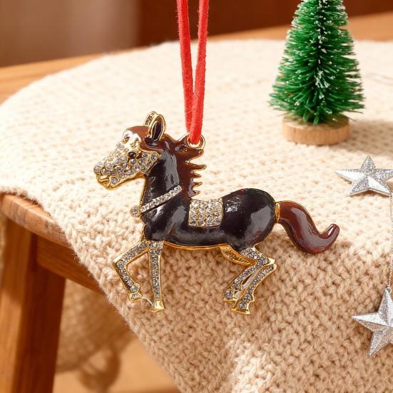 Пони Рождественское украшение Страз Зодиакальная Лошадь Подвеска для украшения елки Сверкающий Праздничный Шарм Удача Лошадиная Тема Украшение