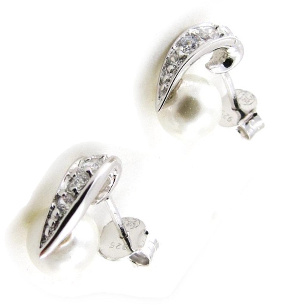 Les Trésors De Lily [J0179] - Серьги серебряные "Сисси" серебристо-белые (родиевое покрытие) - 7х10 мм