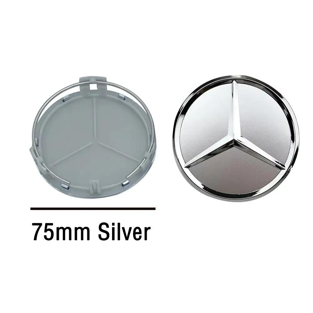 PZQ2 75mm 4pcs Black Silver Car Wheel Center Hub Cap Badge Cover For Mercedes Benz AMG W205 W204 GLC GLK Interior Mouldings LGGQ-Benc