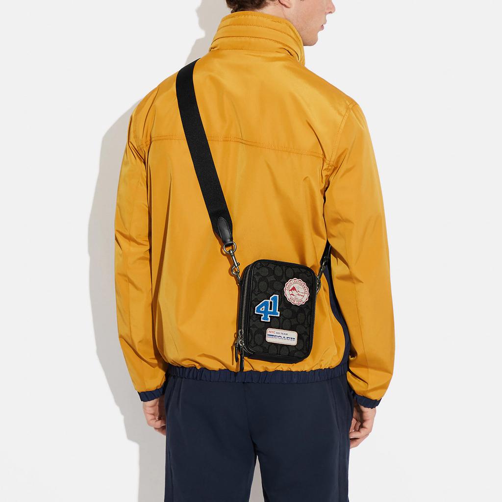 Новая тканевая сумка через плечо COACH Stanton с кожаной отделкой, сумка-кроссбоди женская черная CG575-QBPHT