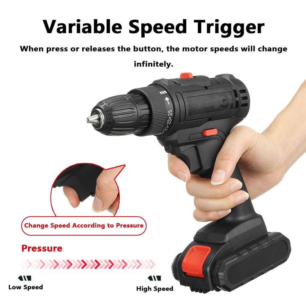 2000W 50N.m Cordless Electric Screwdriver Drill Hammer Variable Speed 3 In 1 Cordless Impact Drill with 2 Batteries