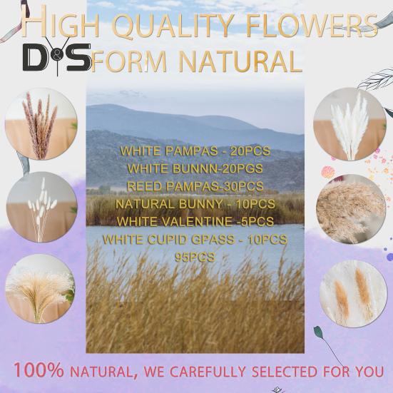 95Pcs Eco-friendly Pampas Grass Bouquet UV Resistant Great Boho Dried Floral Arrangement Pampas Grass Bouquet