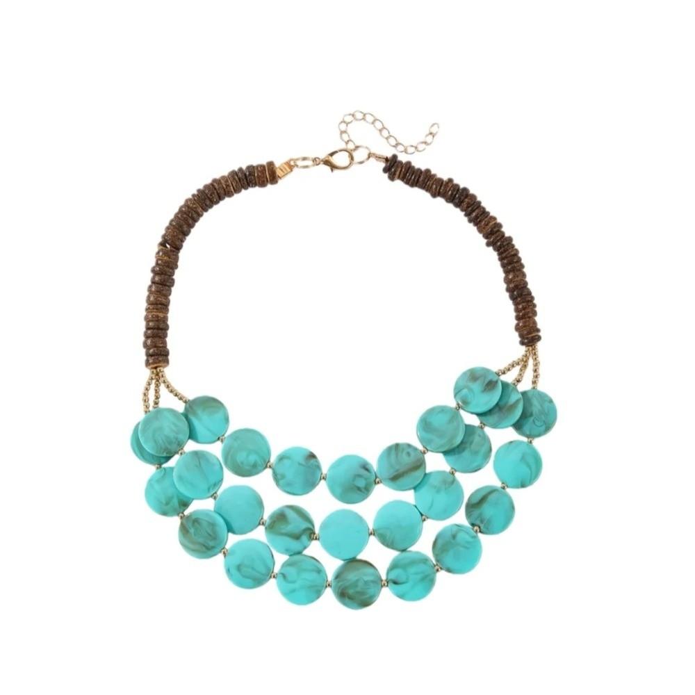 Round Beaded Necklace MultiLayer Long Necklace Trendy Woman Acrylic Necklace Summer Holiday