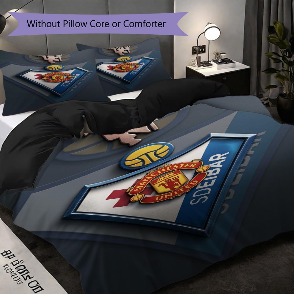 Manchester Legacy Emblem Bedding (1 * duvet cover + 2 * pillowcase, without core) 2D Flat Christmas birthday gift Soft and comfortable