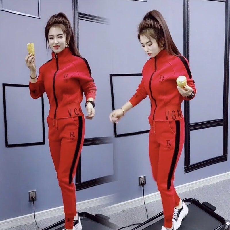 Women's Spring Autumn Fashion Casual Suit Korean Sportswear Slim Long Sleeve Coats Tops and Pants 2 Two Piece Set for Women