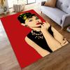Pop Art Woman with Red Background Rug Print Non-slip rug suitable for living room and bedroom sofas.